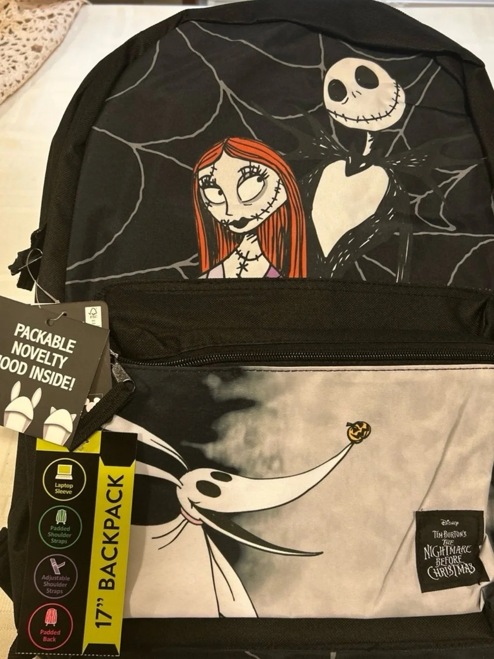 Disney The Nightmare Before Christmas Kids Black, White & Orange Backpack